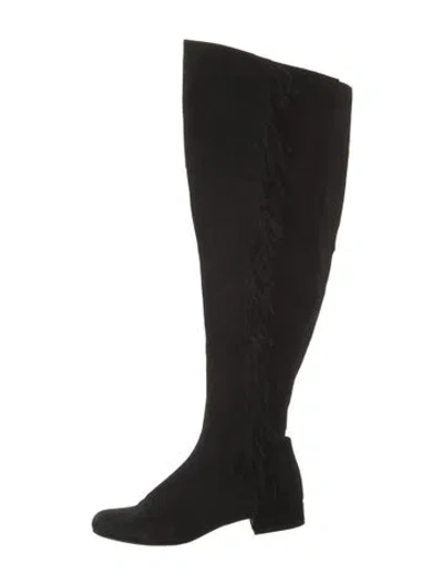 Pre-owned Saint Laurent Suede Fringe Trim Accent Boots In Black