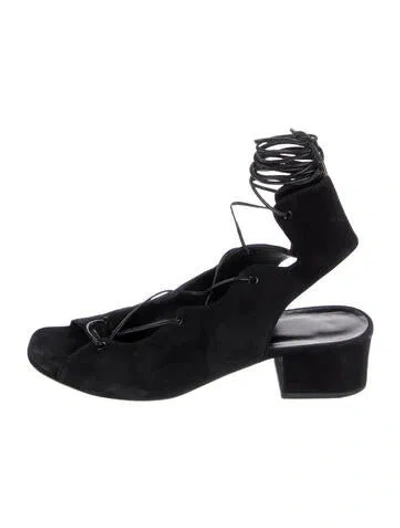 Pre-owned Saint Laurent Suede Gladiator Sandals In Black