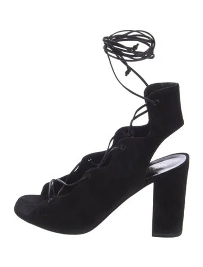 Pre-owned Saint Laurent Suede Gladiator Sandals In Black