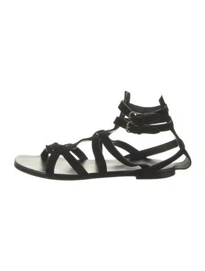 Pre-owned Saint Laurent Suede Gladiator Sandals In Black