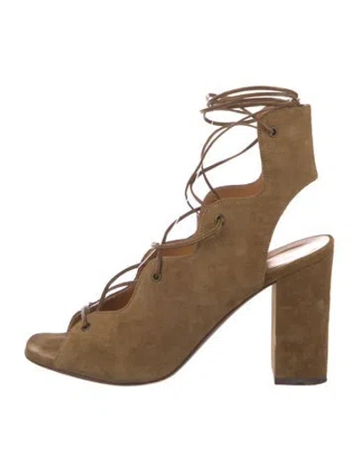 Pre-owned Saint Laurent Suede Gladiator Sandals In Neutral