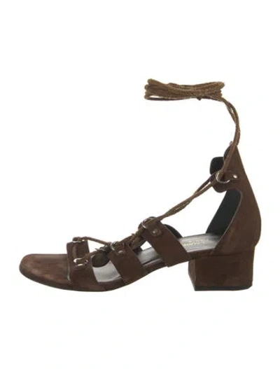 Pre-owned Saint Laurent Suede Gladiator Sandals In Pink