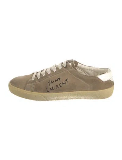 Pre-owned Saint Laurent Suede Graphic Print Sneakers In Neutral