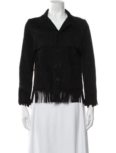 Pre-owned Saint Laurent Suede Jacket In Black