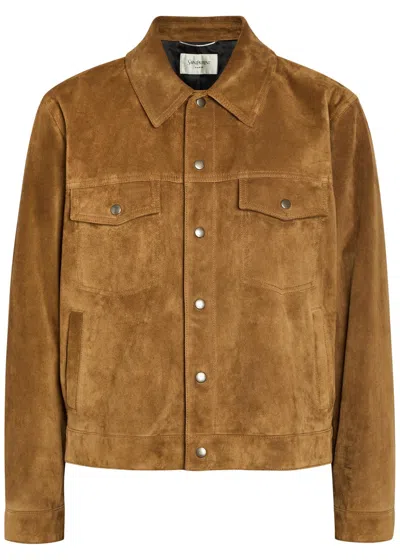 Saint Laurent Suede Jacket In Brown