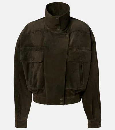 Saint Laurent Suede Jacket In Green