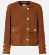 Saint Laurent Suede Jacket In Multi
