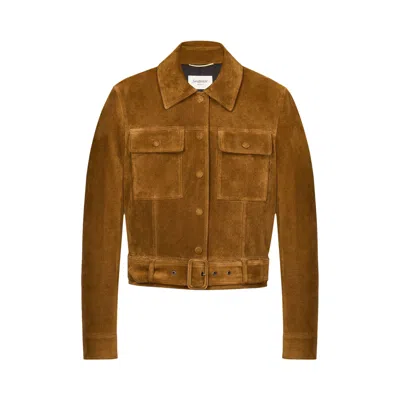 Pre-owned Saint Laurent Suede Jacket 'noix' | Brown | Women's Size 38