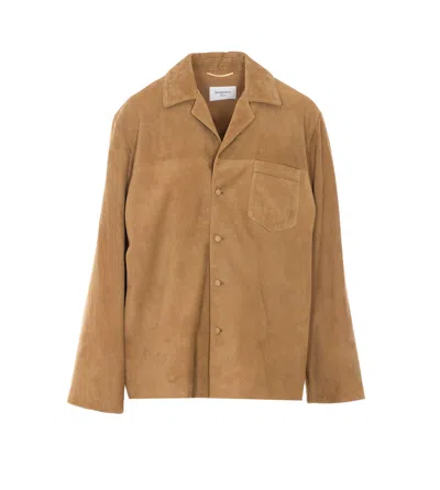 Saint Laurent Suede Jacket In Brown