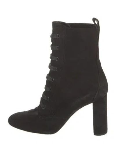 Pre-owned Saint Laurent Suede Lace-up Boots In Black