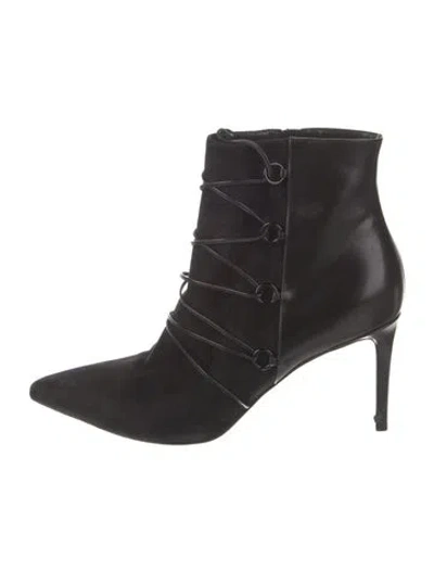Pre-owned Saint Laurent Suede Lace-up Boots In Black