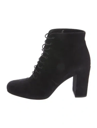 Pre-owned Saint Laurent Suede Lace-up Boots In Black
