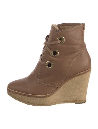 Pre-owned Saint Laurent Suede Lace-up Boots In Brown