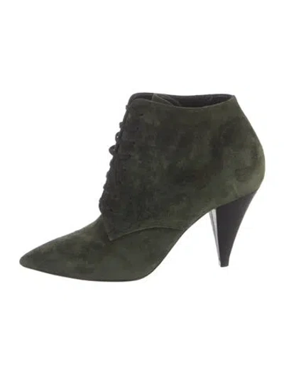 Pre-owned Saint Laurent Suede Lace-up Boots In Green