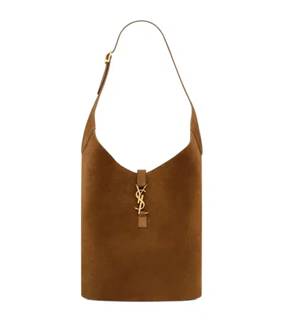Saint Laurent Suede Le 5 À 7 Bucket Bag In Beige