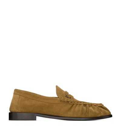 Saint Laurent Suede Le Loafers In Nude