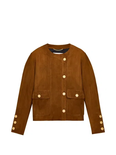 Saint Laurent Suede Leather Jacket In Black