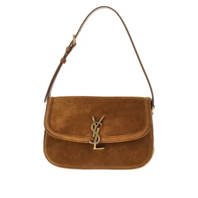 Saint Laurent Suede Leather 'solferino' Medium Bag In Sand