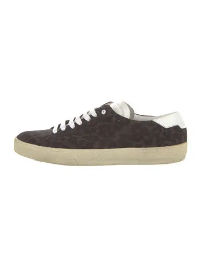 Pre-owned Saint Laurent Suede Leather Trim Embellishment Sneakers In Black