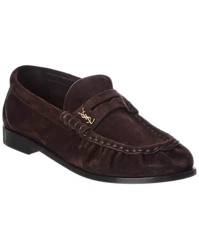 Saint Laurent Suede Loafer In Brown