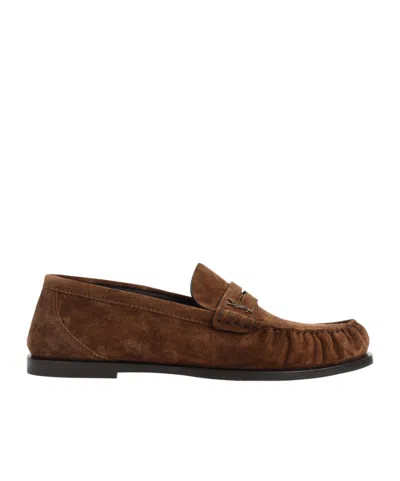 SAINT LAURENT SAINT LAURENT LOGO PLAQUE SLIP-ON LOAFERS