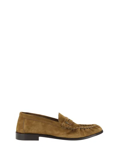 Saint Laurent Men Camel Suede Le Loafer Loafers In Brown