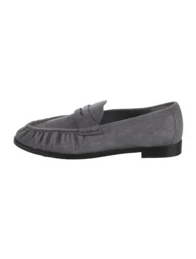 Pre-owned Saint Laurent Suede Loafers In Gray