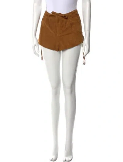 Pre-owned Saint Laurent Suede Mini Shorts W/ Tags In Brown