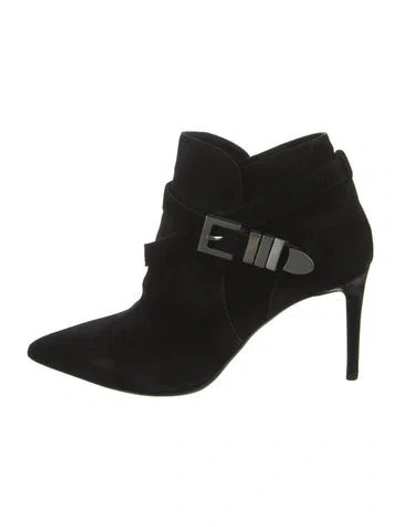 Pre-owned Saint Laurent Suede Mules In Black