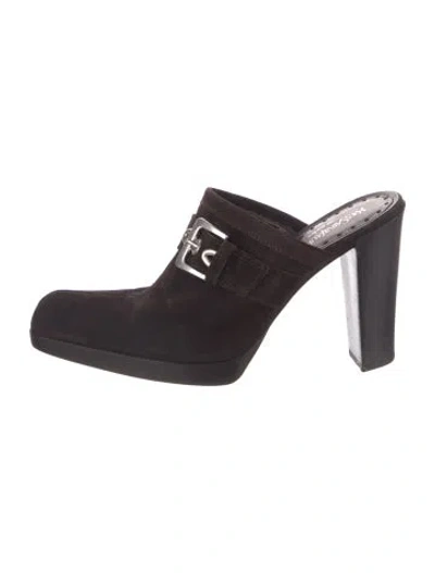 Pre-owned Saint Laurent Suede Mules In Brown