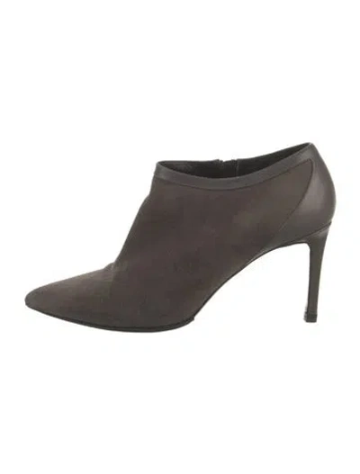 Pre-owned Saint Laurent Suede Mules In Gray