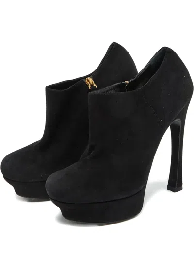 Pre-owned Saint Laurent Suede Platform Booties