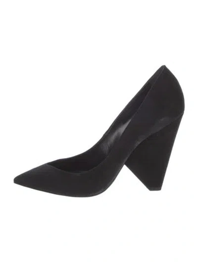 Pre-owned Saint Laurent Suede Pumps In Black