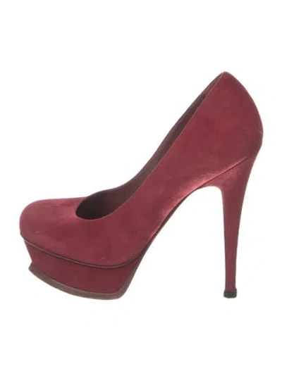 Pre-owned Saint Laurent Suede Pumps In Burgundy