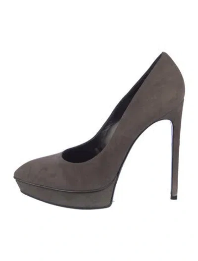 Pre-owned Saint Laurent Suede Pumps In Gray