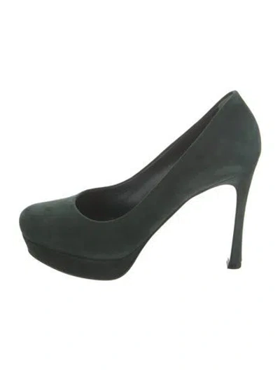 Pre-owned Saint Laurent Suede Pumps In Green