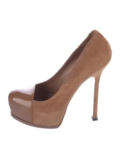Pre-owned Saint Laurent Suede Pumps In Neutral
