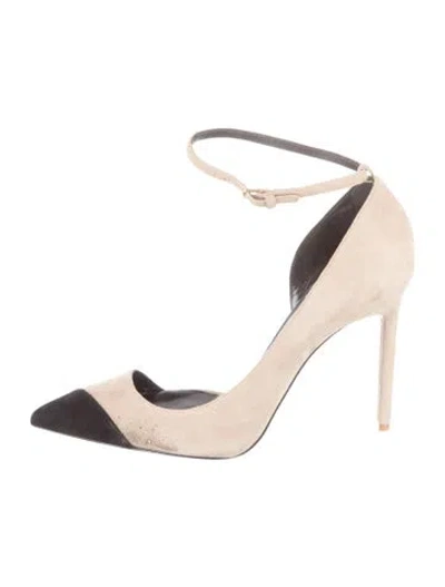 Pre-owned Saint Laurent Suede Pumps In Neutrals