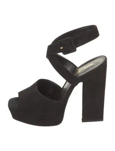 Pre-owned Saint Laurent Suede Sandals In Black