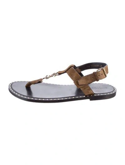 Pre-owned Saint Laurent Suede Sandals In Brown