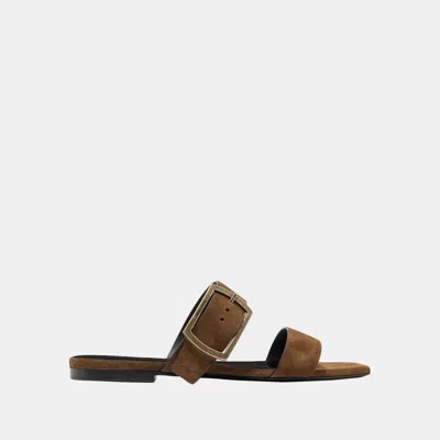 Pre-owned Saint Laurent Suede Sandals Size 36 In Brown