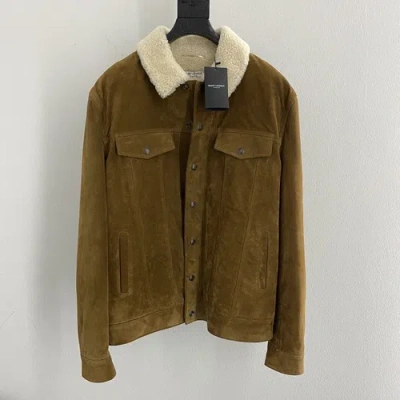 Pre-owned Saint Laurent Suede Shearling Jacket In All Sizes In Brown