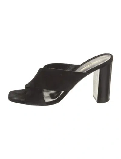 Pre-owned Saint Laurent Suede Slides In Black