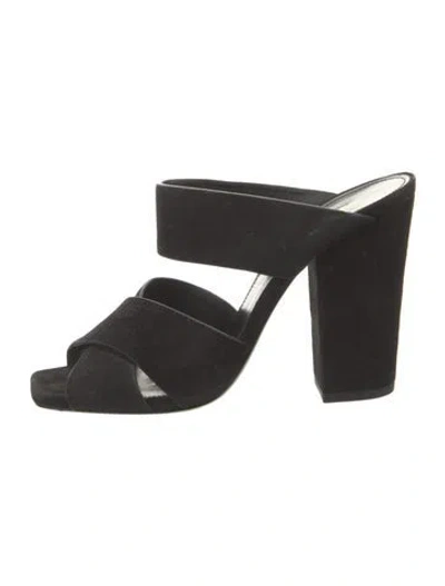 Pre-owned Saint Laurent Suede Slides In Black