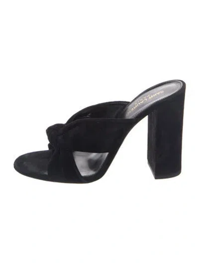 Pre-owned Saint Laurent Suede Slides In Black