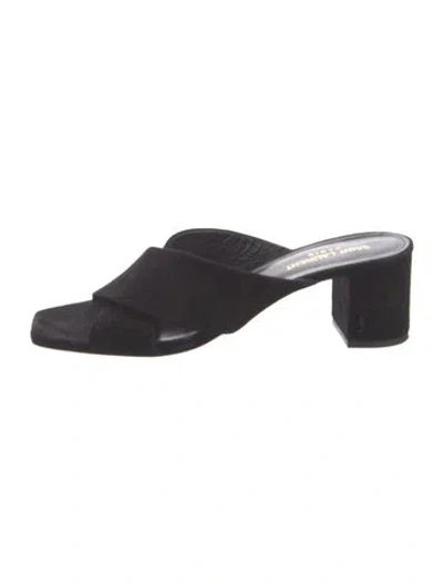 Pre-owned Saint Laurent Suede Slides In Black