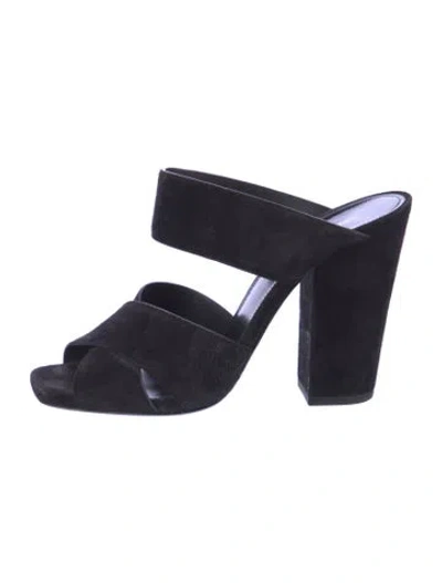 Pre-owned Saint Laurent Suede Slides In Blue