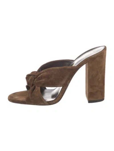 Pre-owned Saint Laurent Suede Slides In Brown