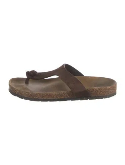 Pre-owned Saint Laurent Suede Slides In Brown
