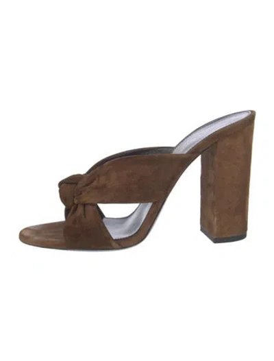 Pre-owned Saint Laurent Suede Slides In Brown